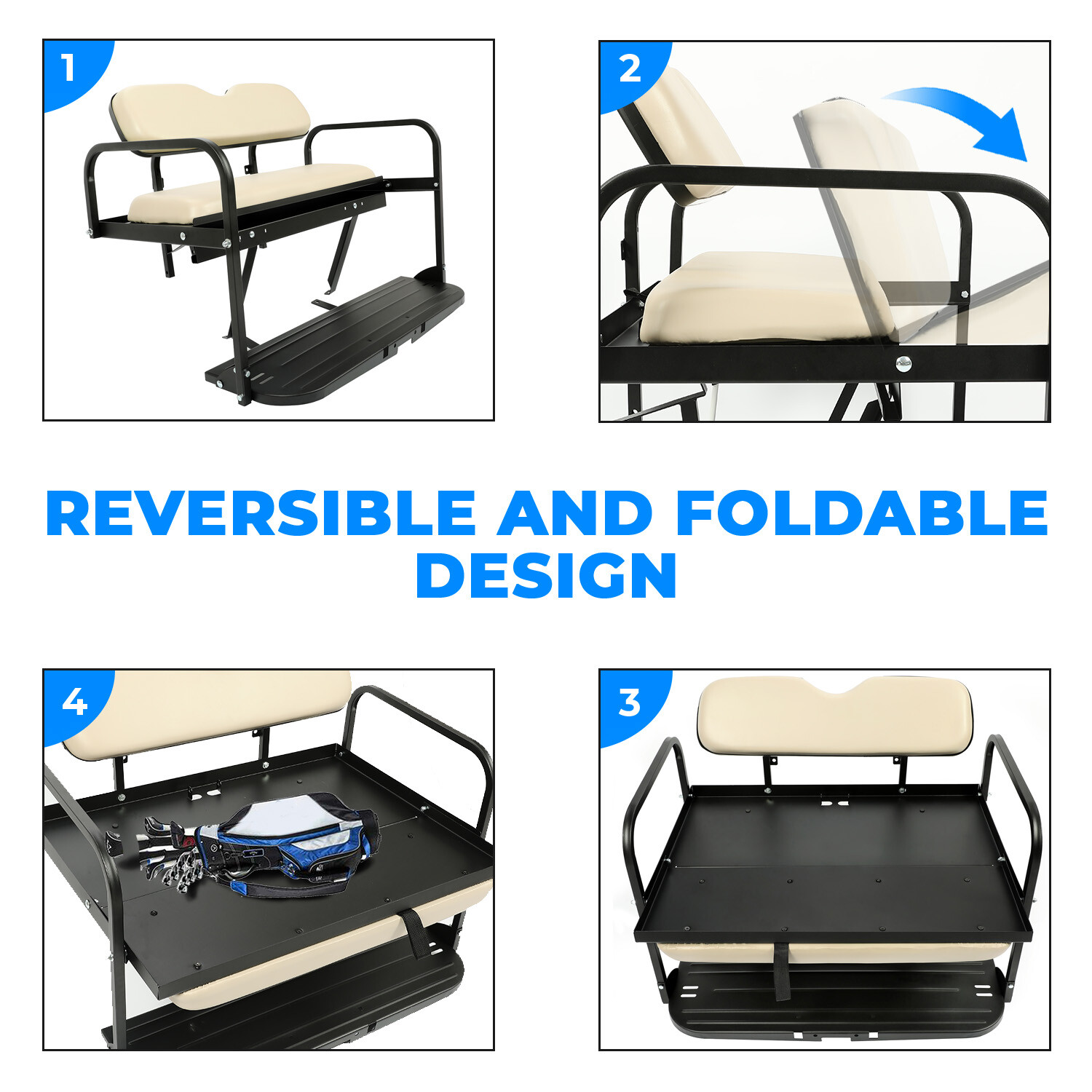 For 07-16 Yamaha Drive G29 Golf Cart Flip Folding Rear Back Seat Kit