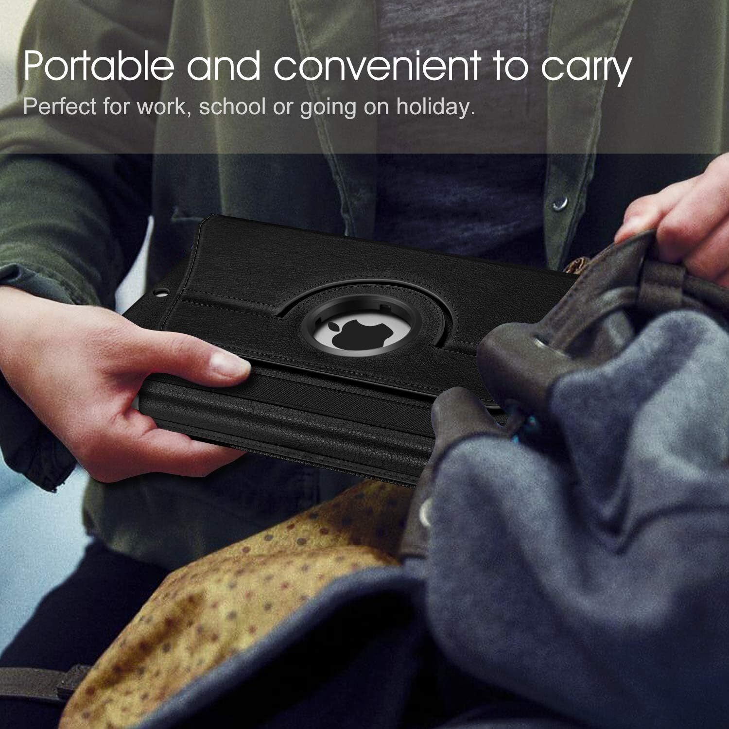 For iPad 10th 9th 8th 7th 6/5th Gen Leather Smart Flip Case Rotating Stand Cover