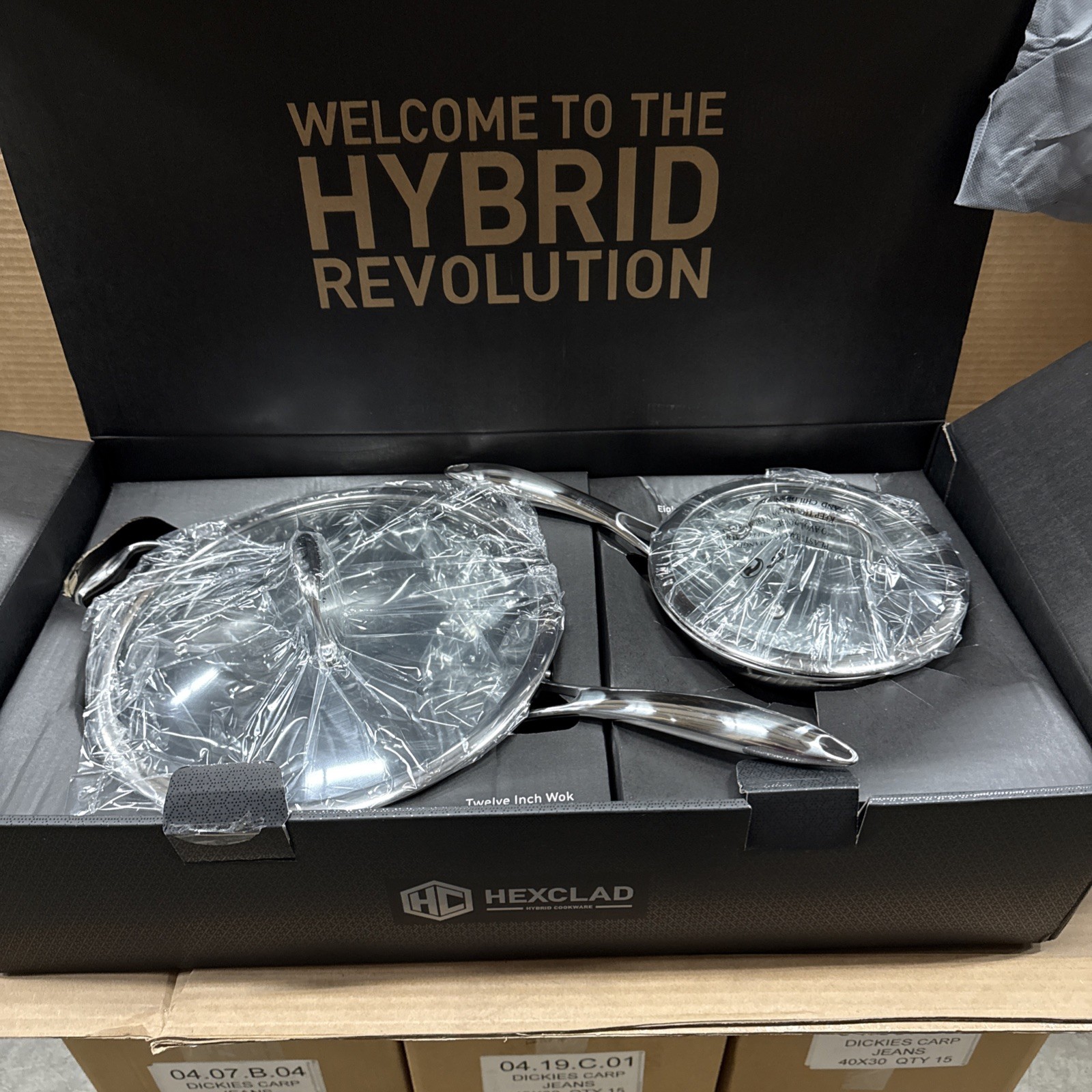 HexClad HC7 Hybrid Commercial Cookware, 7 Pieces Pan Lid and Wok Set, NEW