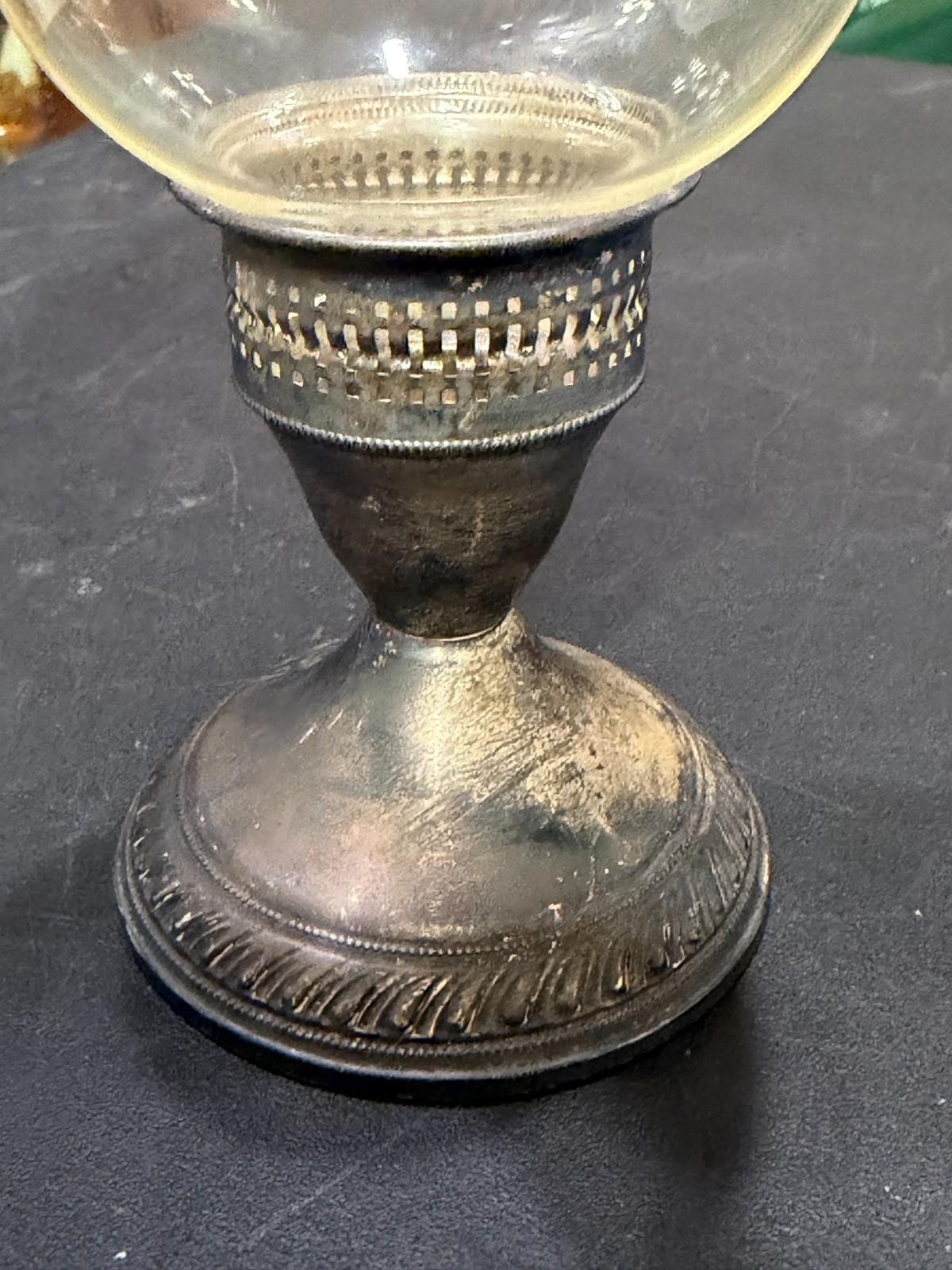 VTG Crosby sterling weighted hurricane etched candle holders set of 2 READ