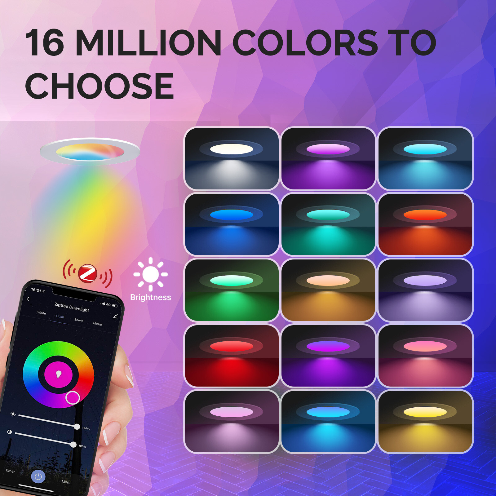 MOES ZigBee Smart LED Downlight Dimmable Ultrathin Spot Lamp Bulb 4.7" 6W RGB CW