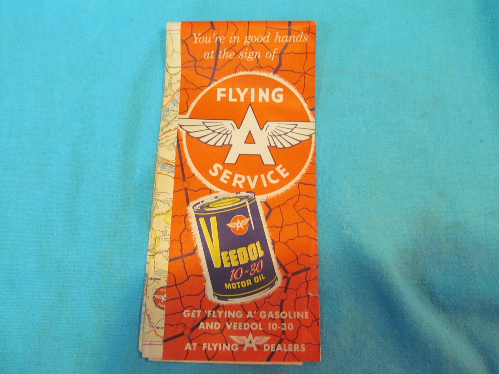 1957 FLYING A SERVICE VEEDOL PENNSYLVANIA  MAP