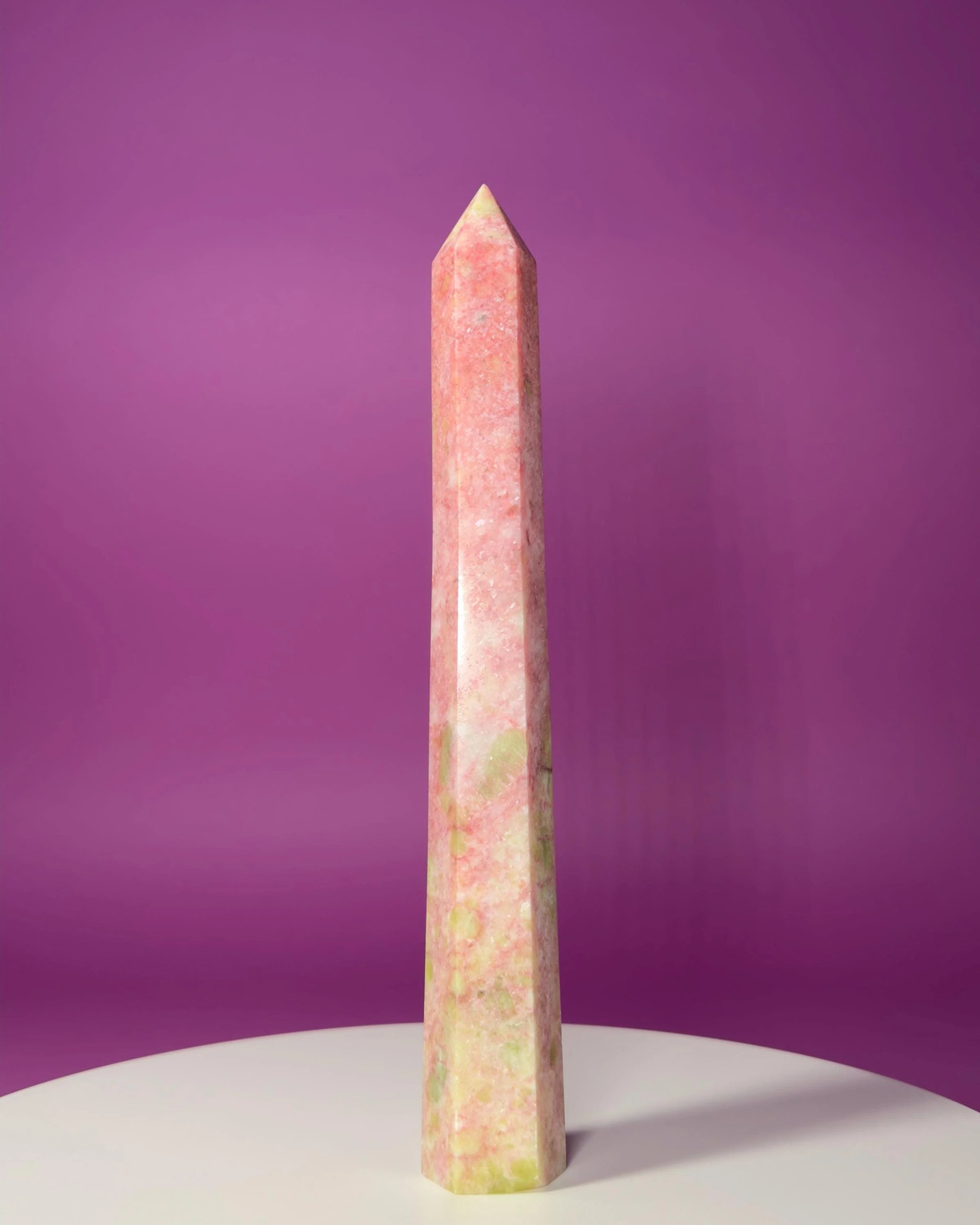 Thulite Tower 524g 10" Pink Crystal Tower Rare Norwegian Stone