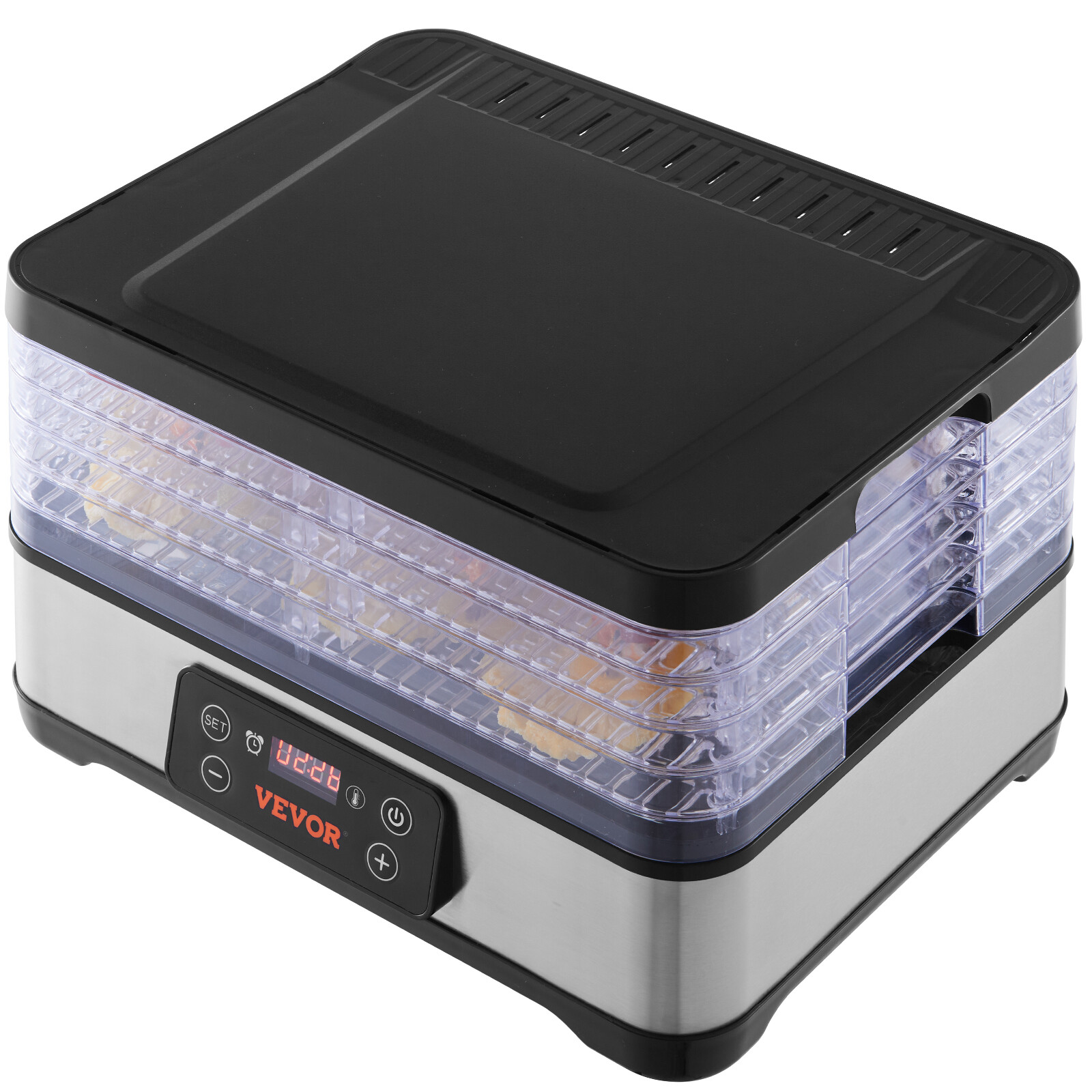 VEVOR 5 Trays Food Dehydrator Machine Adjustable Timer 300W Jerky Fruit Drying