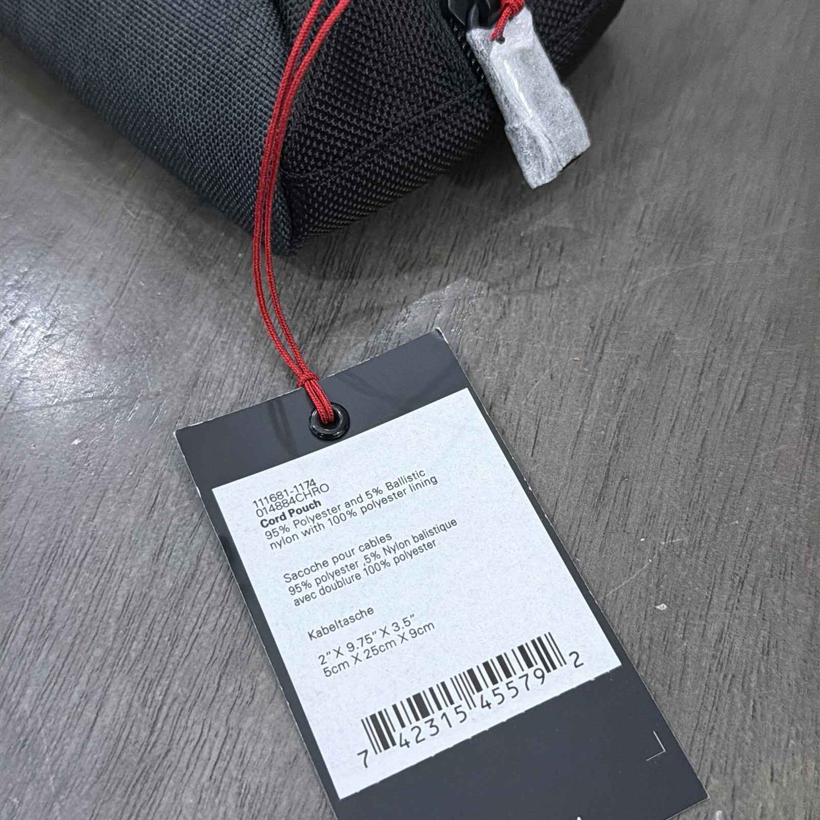 Tumi Travel Accessory Zipper Cord Pouch Bag Charcoal Gray Black NWT