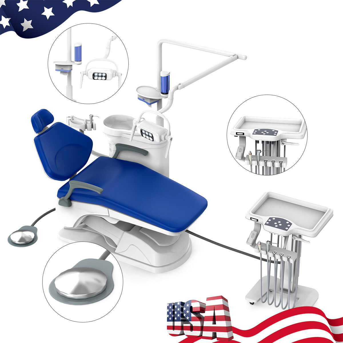 Dental Unit Chair Controlled DC Motor PU Leather/Delivery Unit Air Compressor 4H