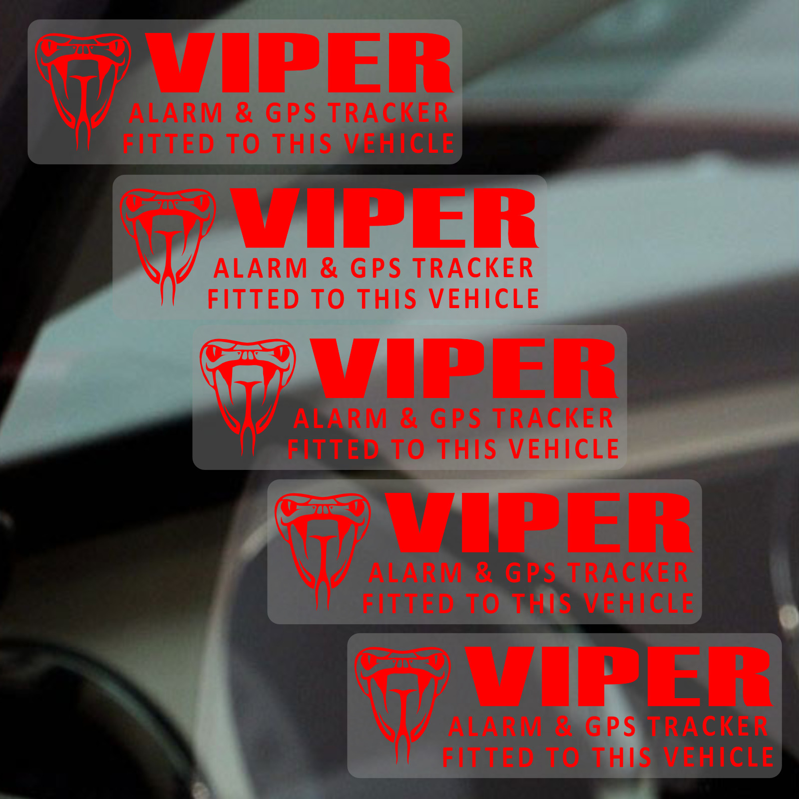 5 x Stickers VIPER GPS Alarm Tracking Signs Device Car Van Tracker Security Red