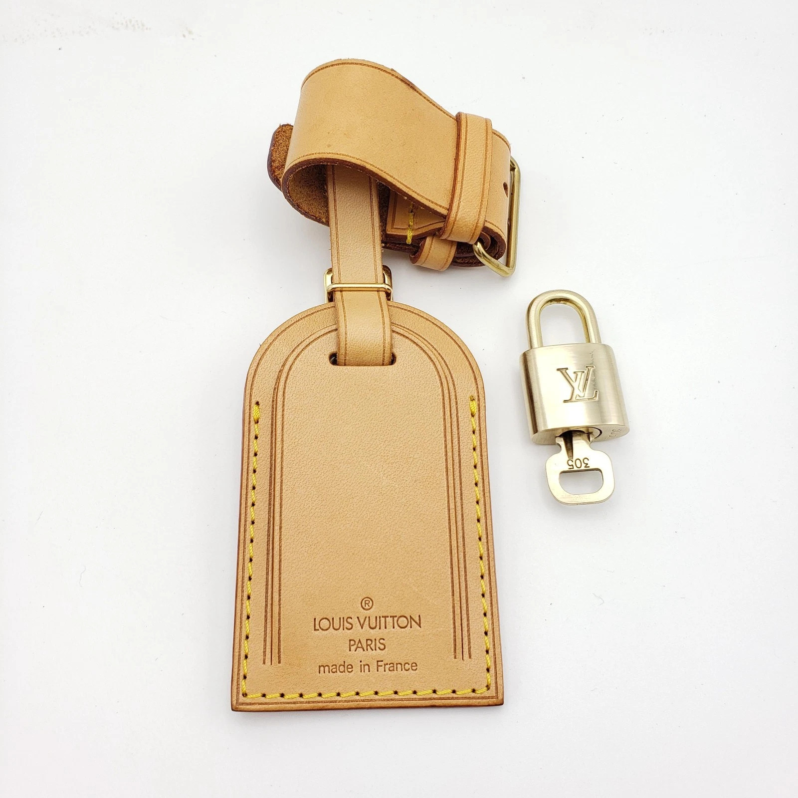 100% Authentic Louis Vuitton Luggage tag /Nametag with Gold Lock and Key