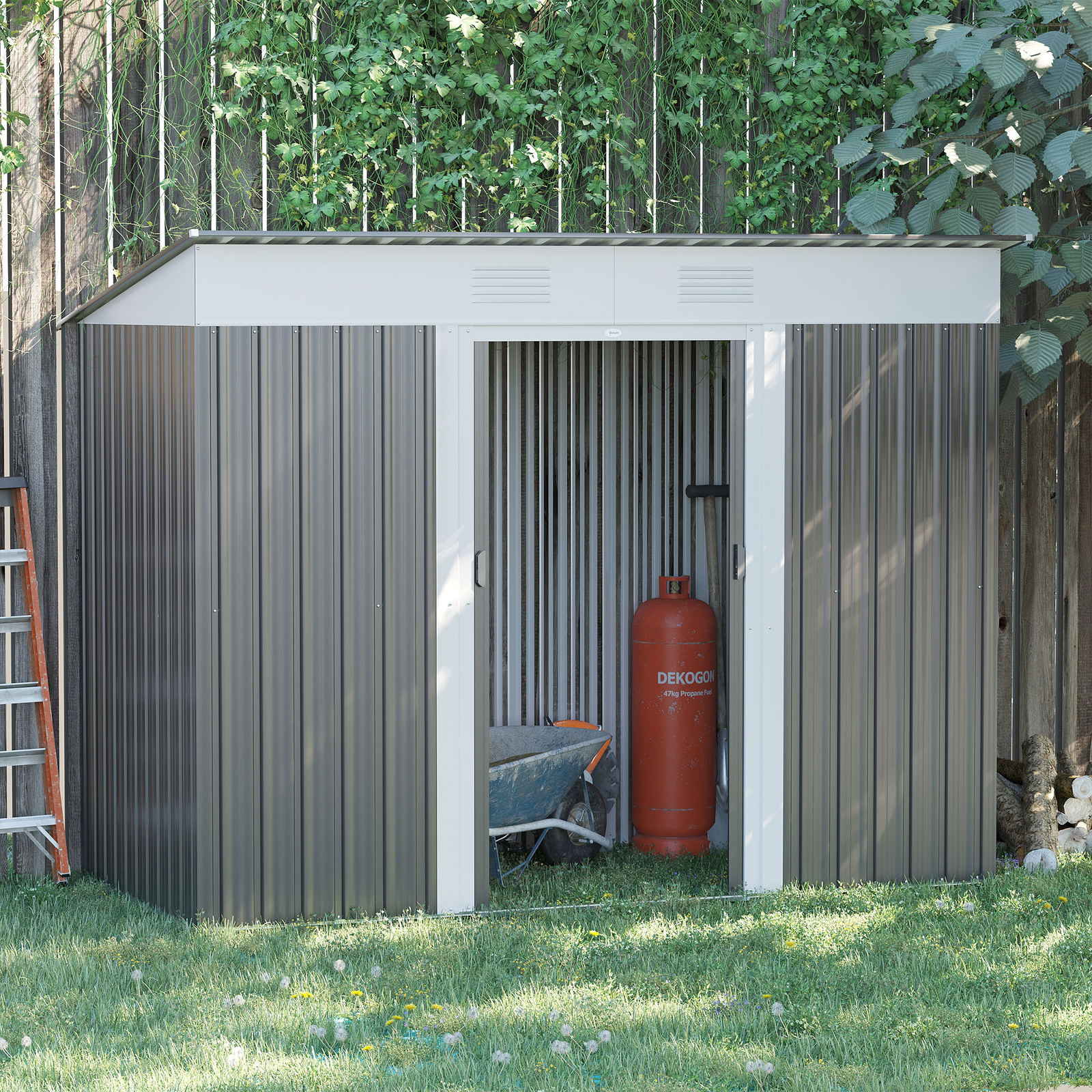 8' x 4' Metal Outdoor Storage Garden Shed with 2 Air Vents