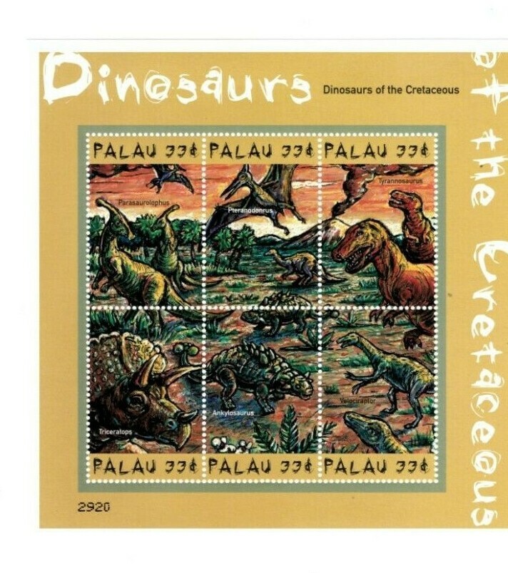 Palau - 2000 - Dinosaurs - Sheet of Six - MNH