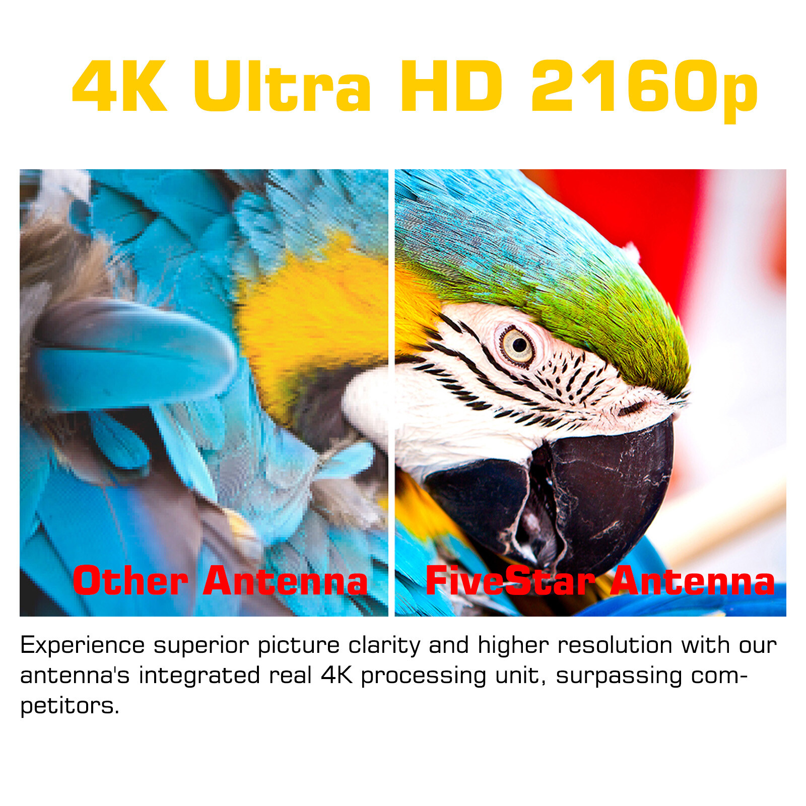 Amplified HDTV Antenna 200 Mile 4K 1080P UHF VHF Indoor Outdoor FM + Cable/Pole