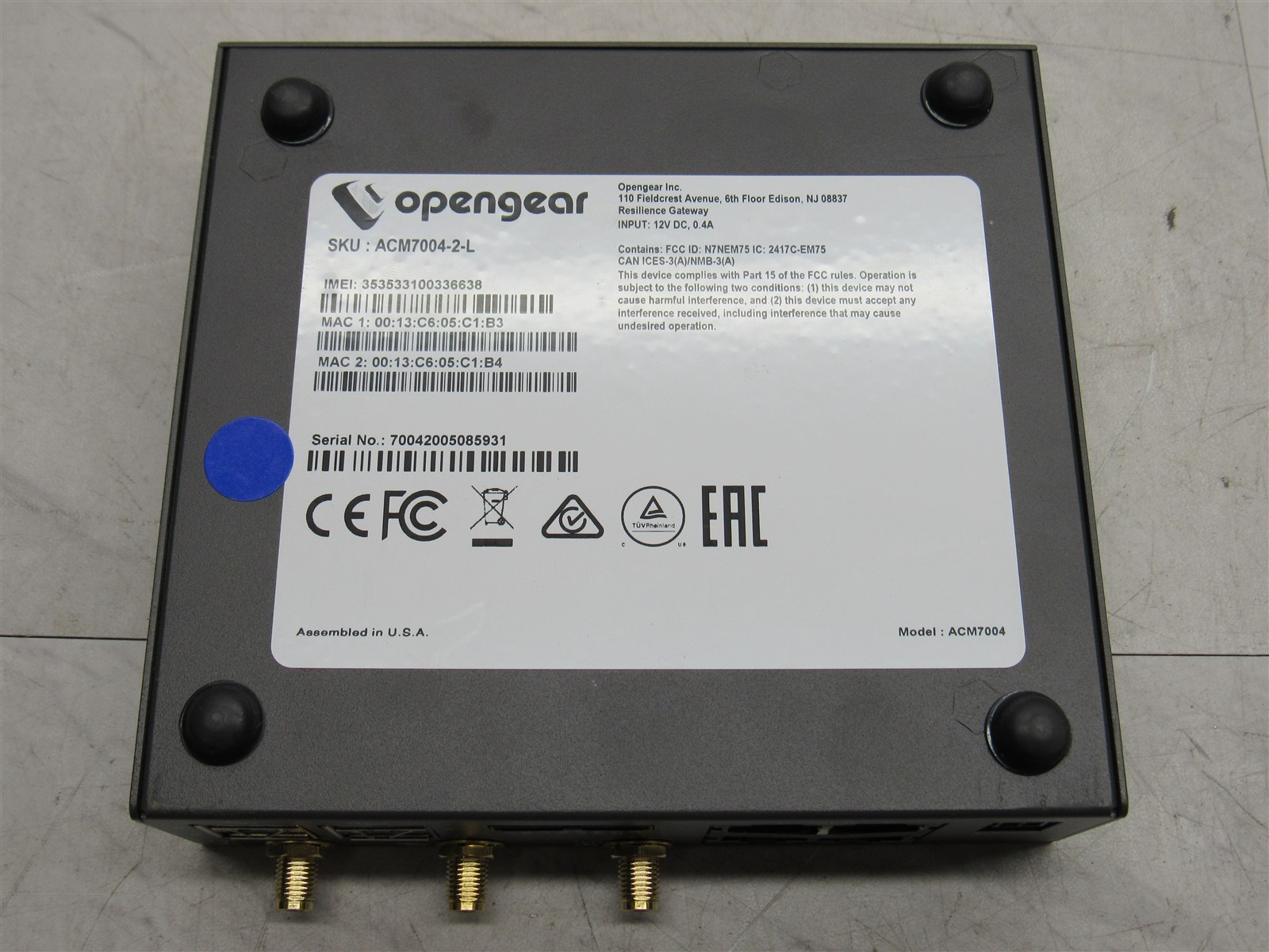 Opengear ACM7004-2-L Ethernet LTE Resilience Gateway with Adapter