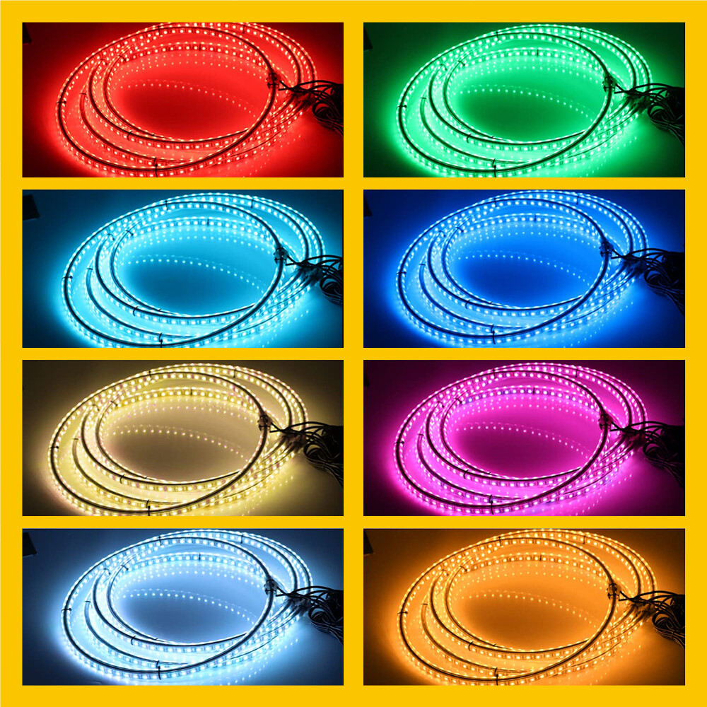 17.5" RGB & Chasing Flow Single Row LED Wheel Ring Rim Lights For Truck Car set