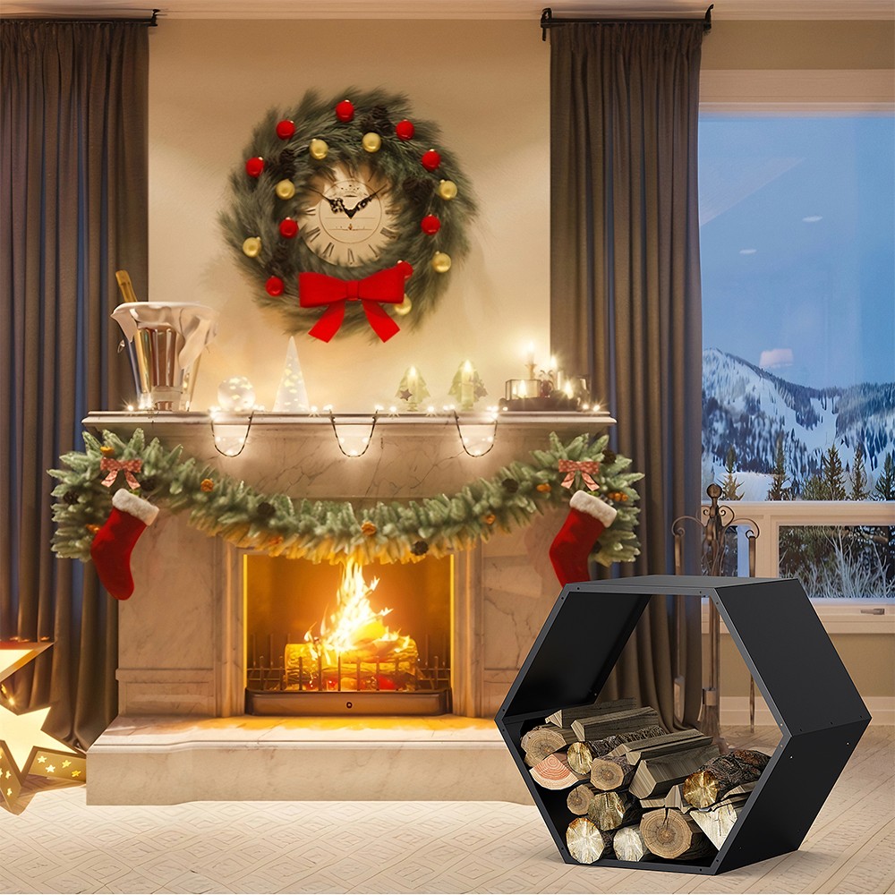 3PCS Firewood Rack Outdoor Indoor Fire Wood Rack -20 in. Hexagon Fire Log Holder