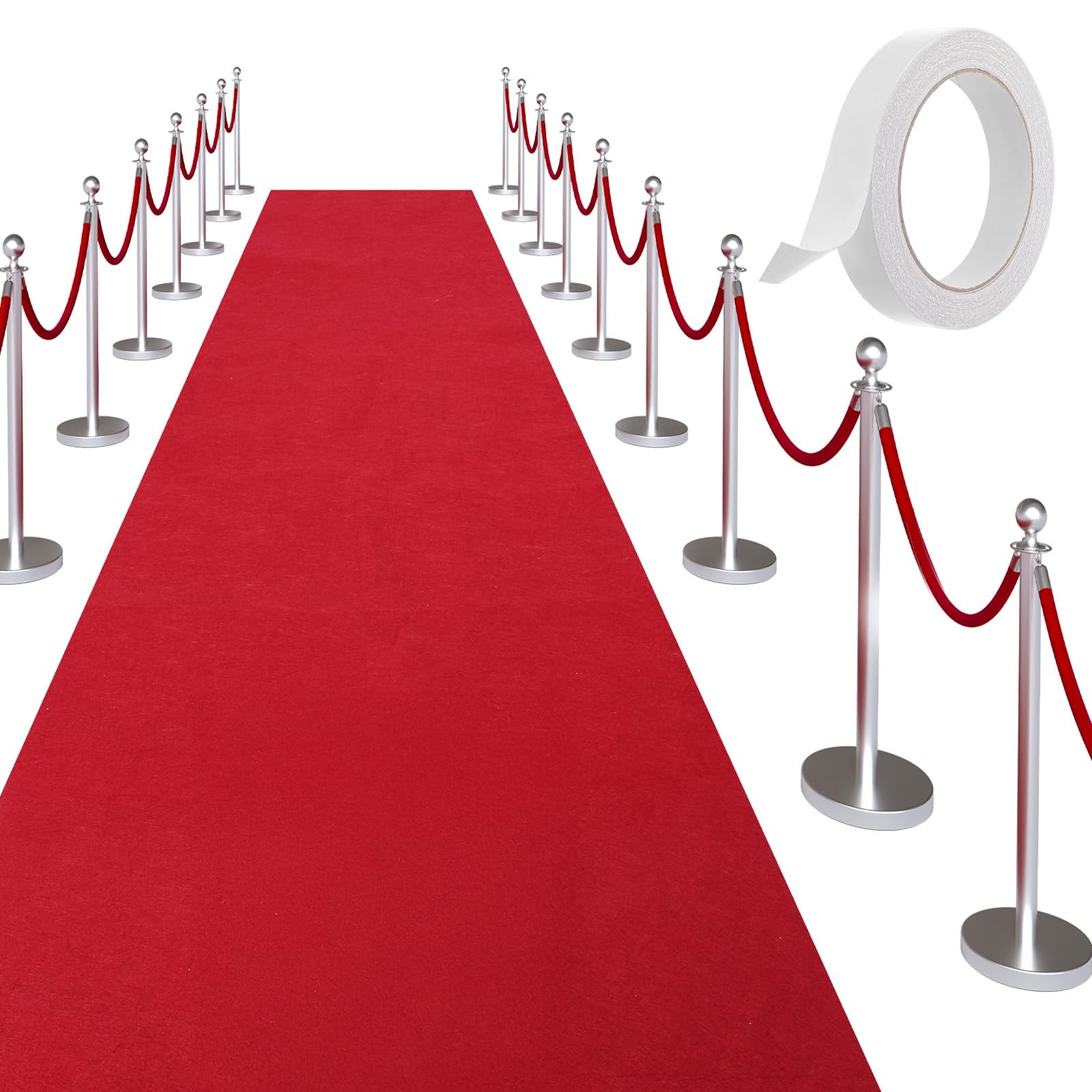 15 x 2.6ft Long Red Carpet Runner for Party Non Slip Red Aisle Runners 20 MM ...