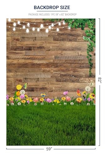 59" x 82" Spring Brown Rustic Wood Backdrop Photography Spring 59 x 82 in