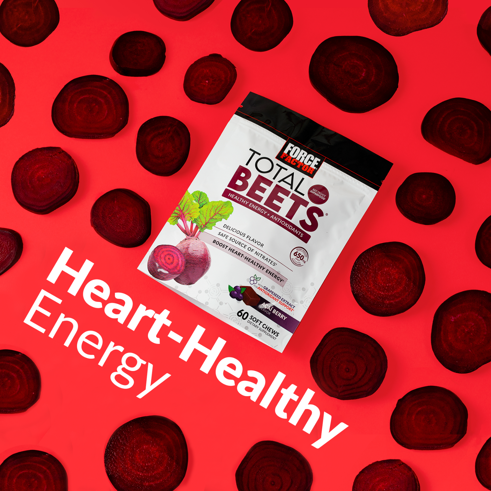 Force Factor Total Beets Concentrated Beet Root Soft Chews, Circulation Support