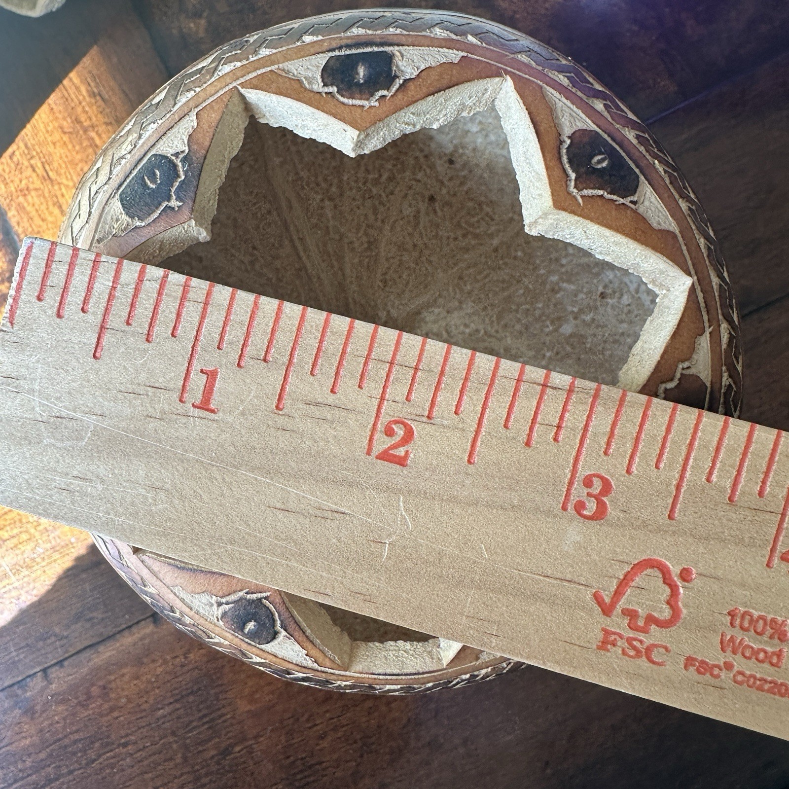 VTG Peruvian Storyteller Hand Carved Gourd Bowl 3.5 Inch Peru Folk Art Pictorial