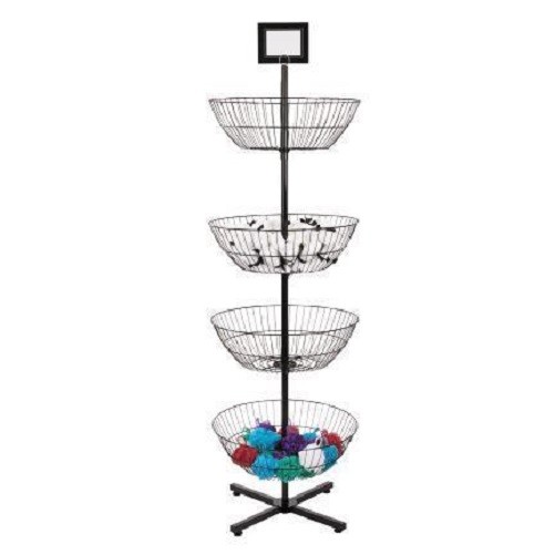 4 Basket Display Wire Floor Tier Spinner Rack Dump Bin Retail Merchandising 63"