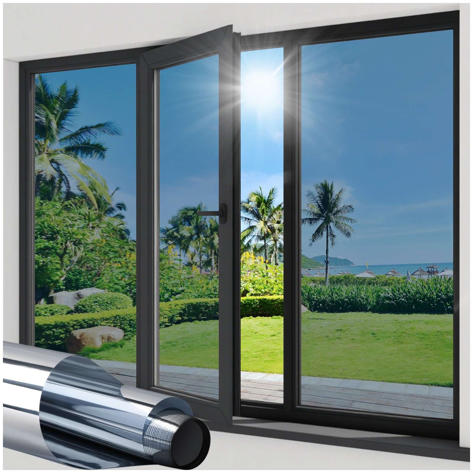 Rabbitgoo One Way Mirror Window Film Privacy Heat UV Reflective Control Tint
