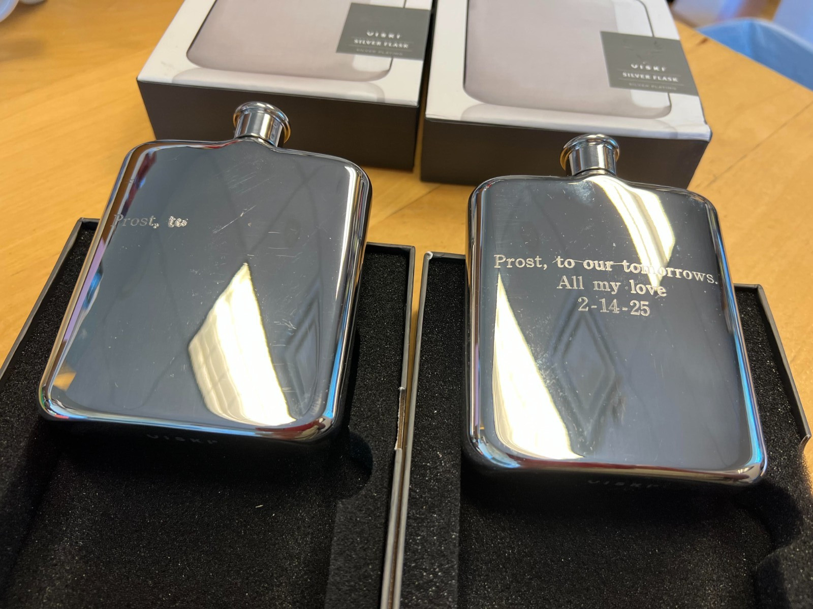 Viski Stainless Steel 6 oz. Silver Flask 10979 engraved