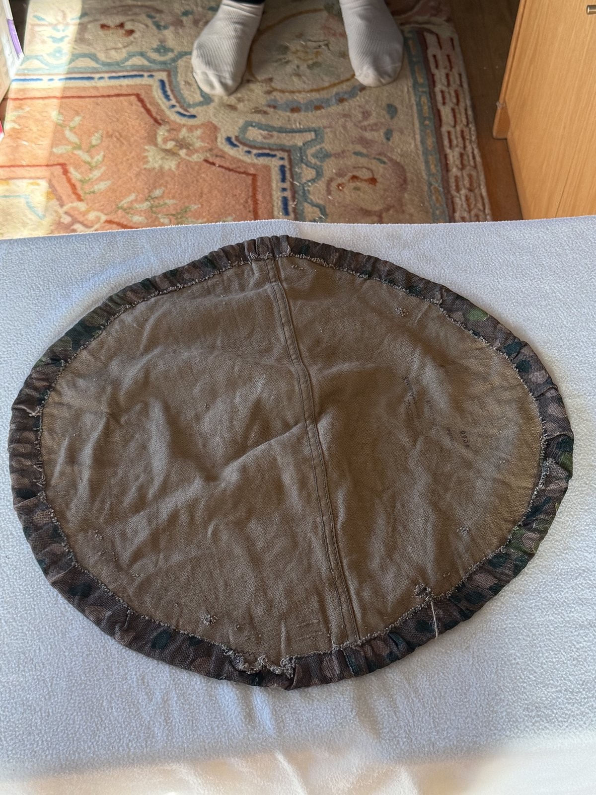 Original WW2 German Field Made HBT Helmet Cover Pea Dot 44 Camo Stamped