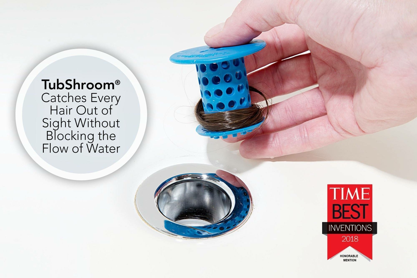 TubShroom® (Blue) Revolutionary Hair Catcher That Prevents Clogged Tub Drains