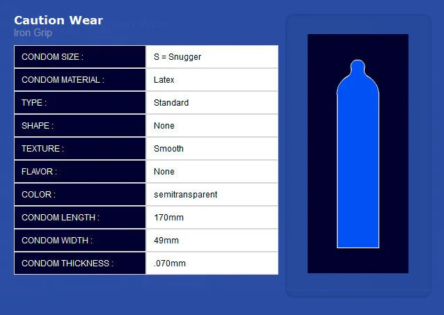 Caution Wear IRON GRIP Condom🍯Small Men's Latex Lubricated Ultra Thin Snug Grip