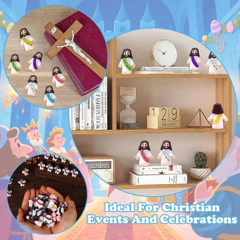 100 Pack Little Jesus Figures Loves You, Tiny Mini Jesus Figurines in Bulk