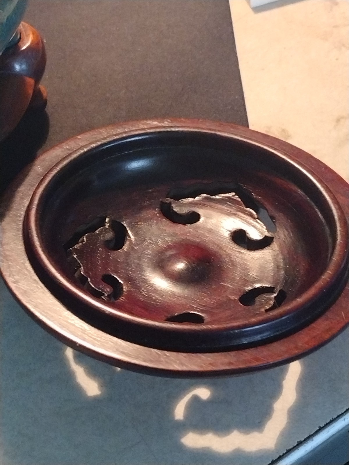 19th CENTURY CHINESE TURQUOISE GREEN GLAZED FOOTED FOO DOG CENSER * W/STAND