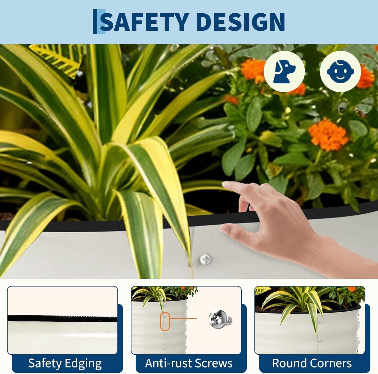 2 Pack Galvanized Raised Garden Bed Outdoor, 8 x 2 x 2 ft Metal Planter Box