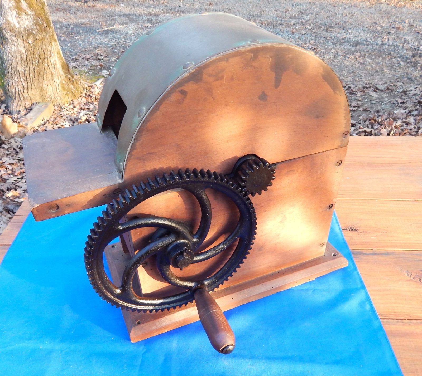 1800s Horseradish/Hard Cheese Grinder - Brass, Cast Iron and Wood