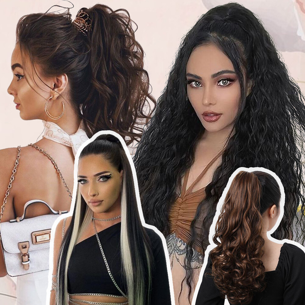 Claw Clip Wavy Ponytail Extensions As Human Pony Tail Long Hair Hairpiece Real