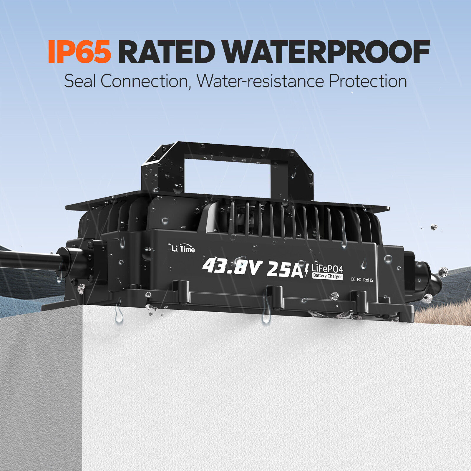 LiTime 43.8V 25A Waterproof AC-DC Charger for 36V(38.4V) Lithium LiFePO4 Battery