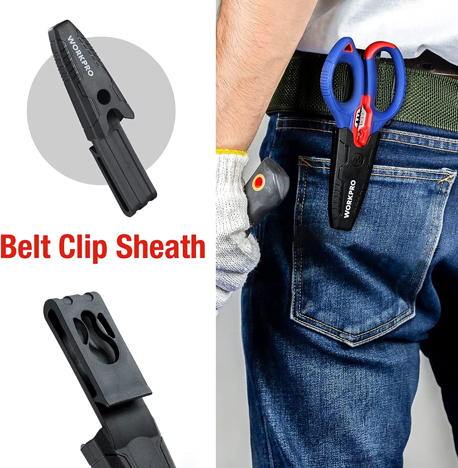 WORKPRO Stainless Electricians Scissors 6.4 inch Serrated Blade w/Wire Stripper