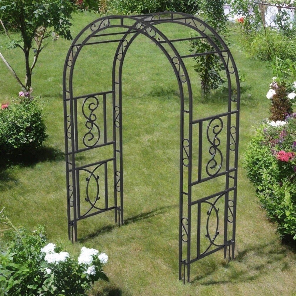 XXL Double-layer Garden Arch Trellis Metal Climbing Plant Archway with 8 Prongs