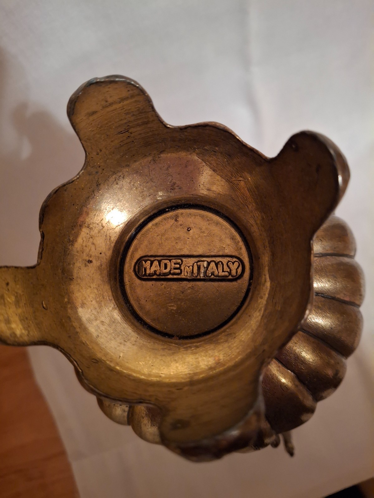 Vintage Peltrato ?Brass Footed Small Pitcher Vase