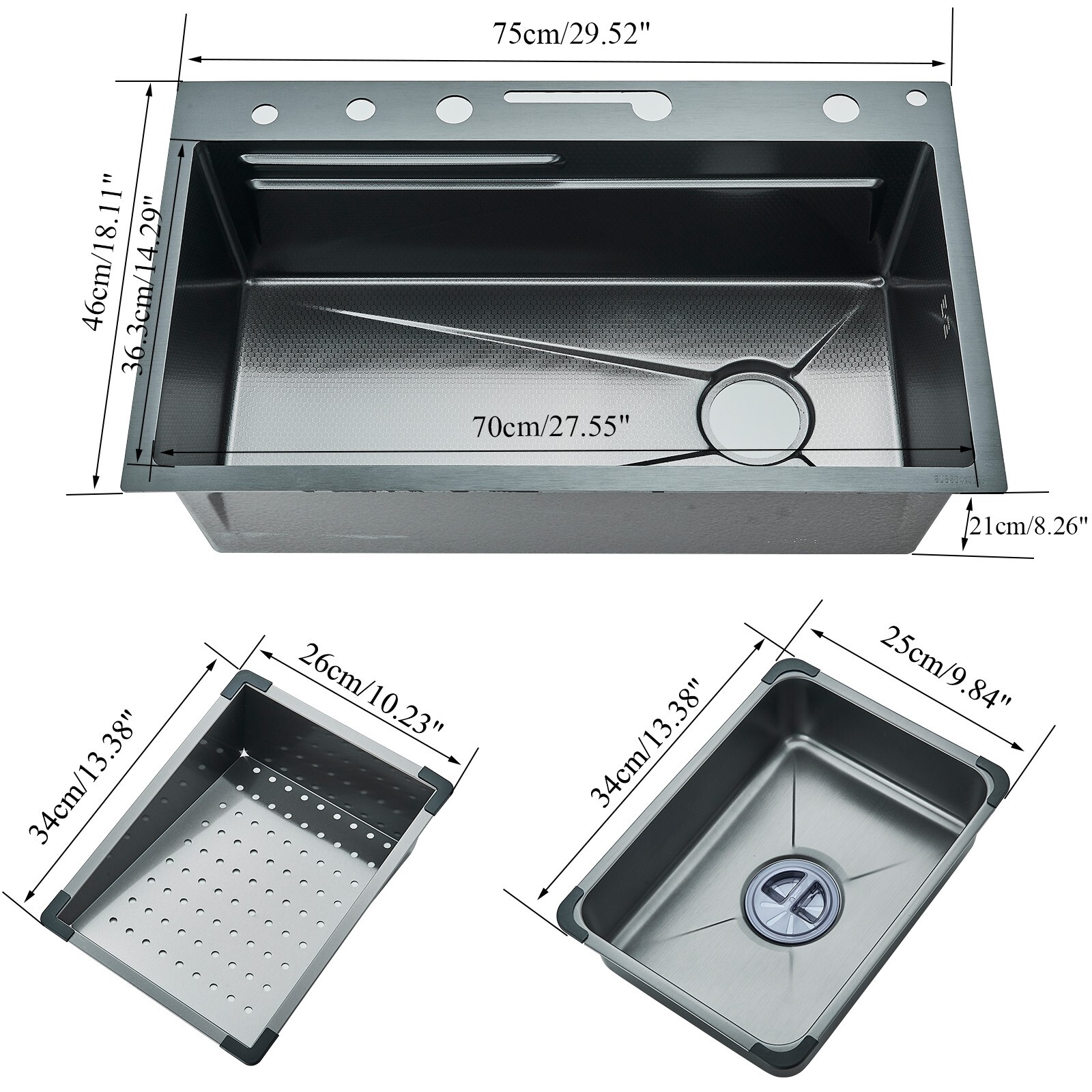 Flying Rain Stainles Steel Waterfall Kitchen Sink with Pull Down Faucet 29.5INCH