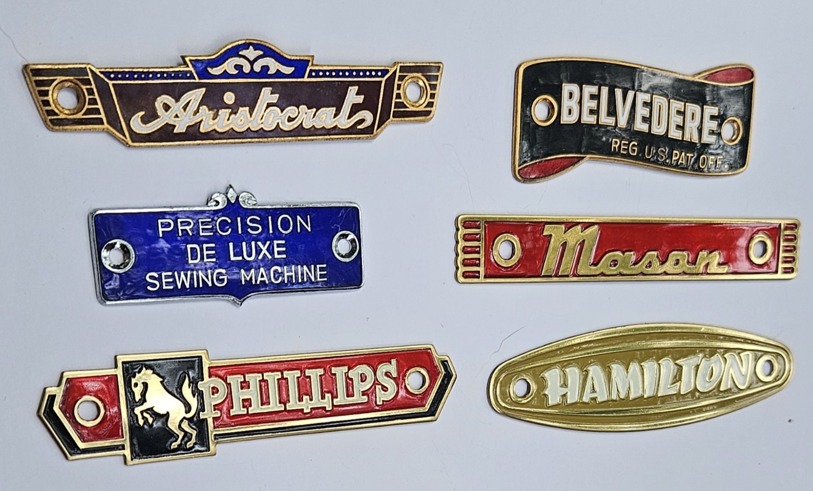 6 Different Machine Metal Name Plates Sign Tag Brass? Unused Condition Lot C