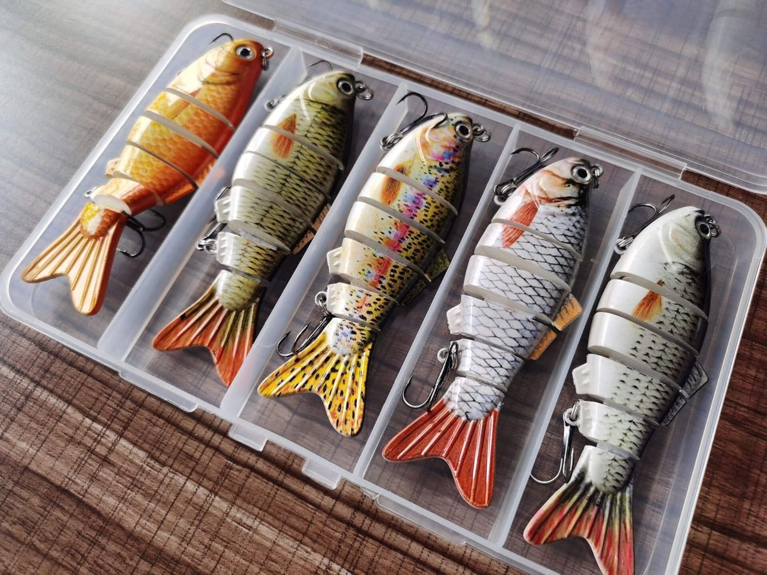 👍Lifelike swimbait crankbait fishing lures 5 pack lot tackle box multi jointed