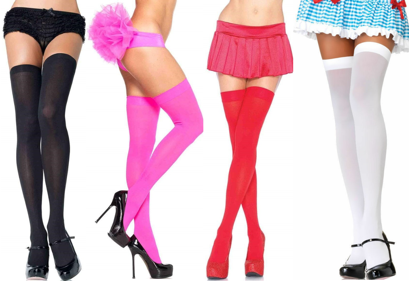 Womens Solid Color Nylon Thigh High Stockings Leg Avenue 6672