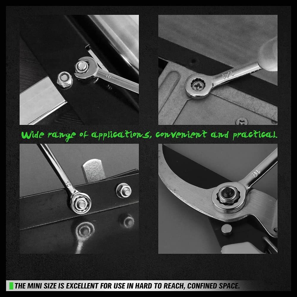 22 pc Mini Wrench Set Metric SAE Ignition Spanner Open End and Box End Standard