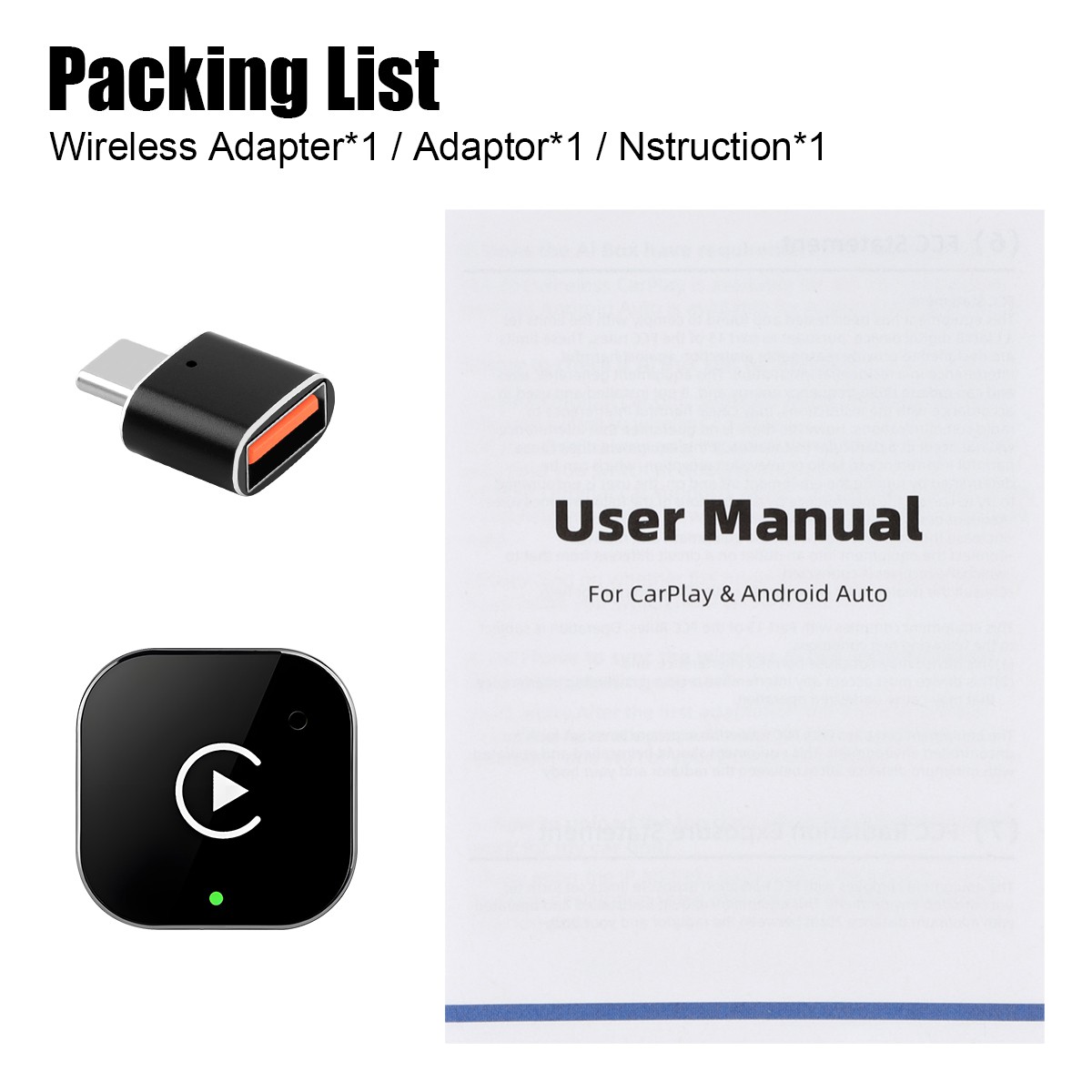 USB Auto Wireless CarPlay Adapter For Apple Android Wireless Dongle Plug ＆ Play