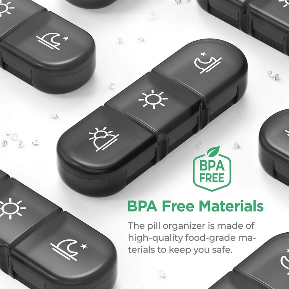 Weekly Pill Box Organizer Pill Case Medicine Planner 3 Times A Day Easy to Clean