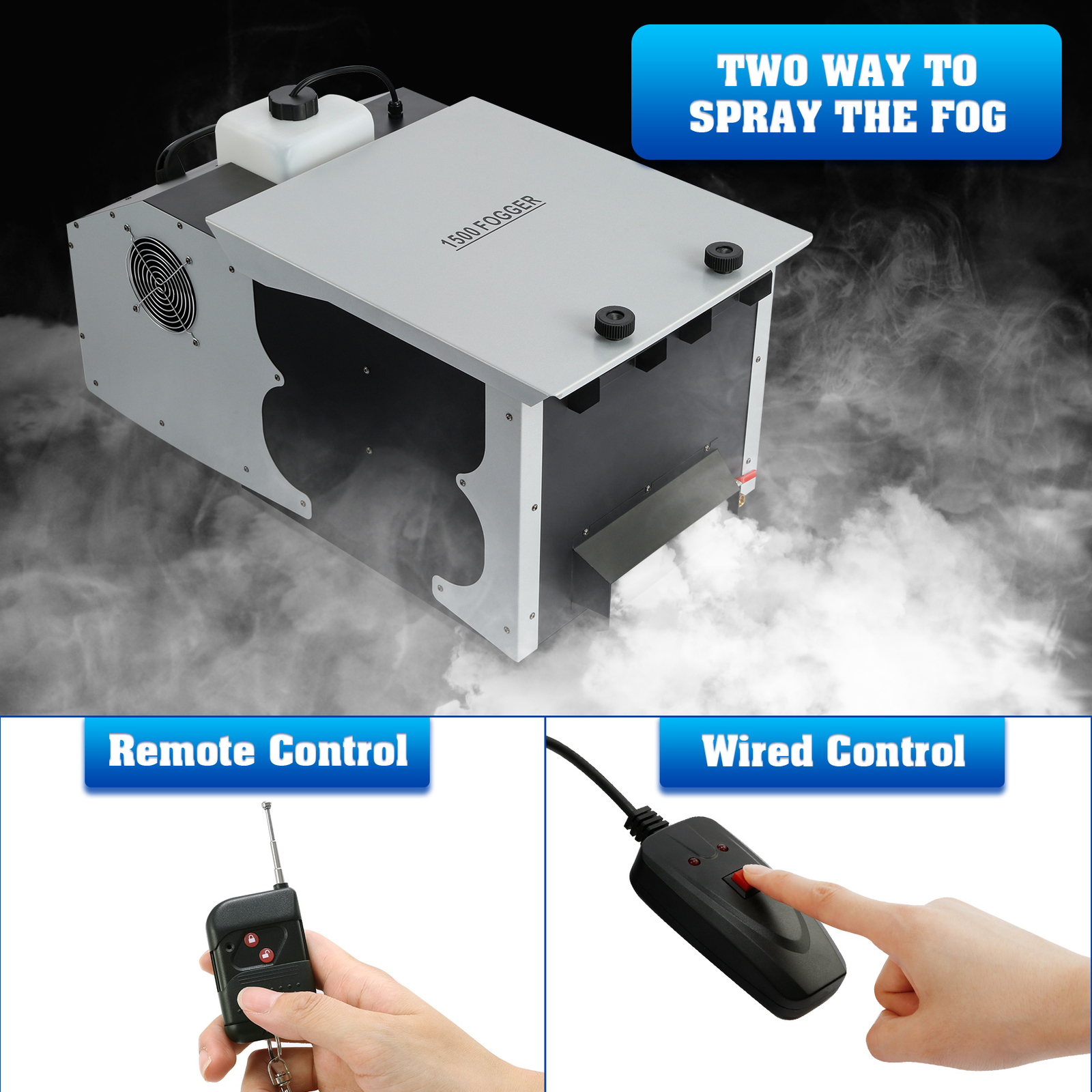 1500W Low Lying Smoke Fog Machine DJ Stage Dry Ice Ground Fogger With Remote US
