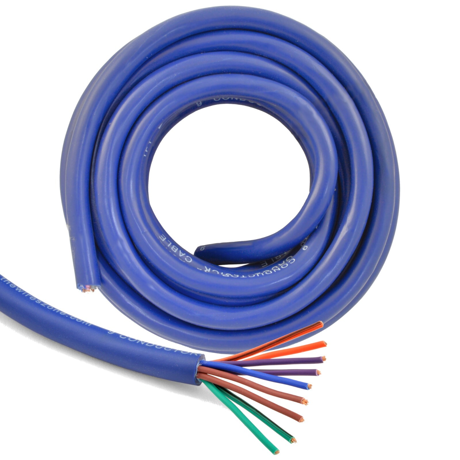 20ft 18 AWG Multi 9 Conductor Blue Speed Wire 18 Gauge CCA Stranded Cable