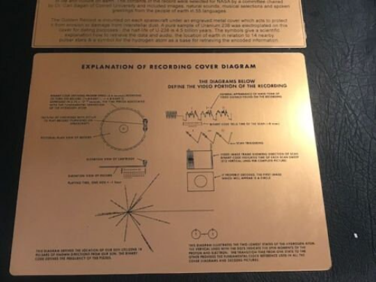 NASA VOYAGER GOLDEN Record + Pioneer plaque with explanation plaques