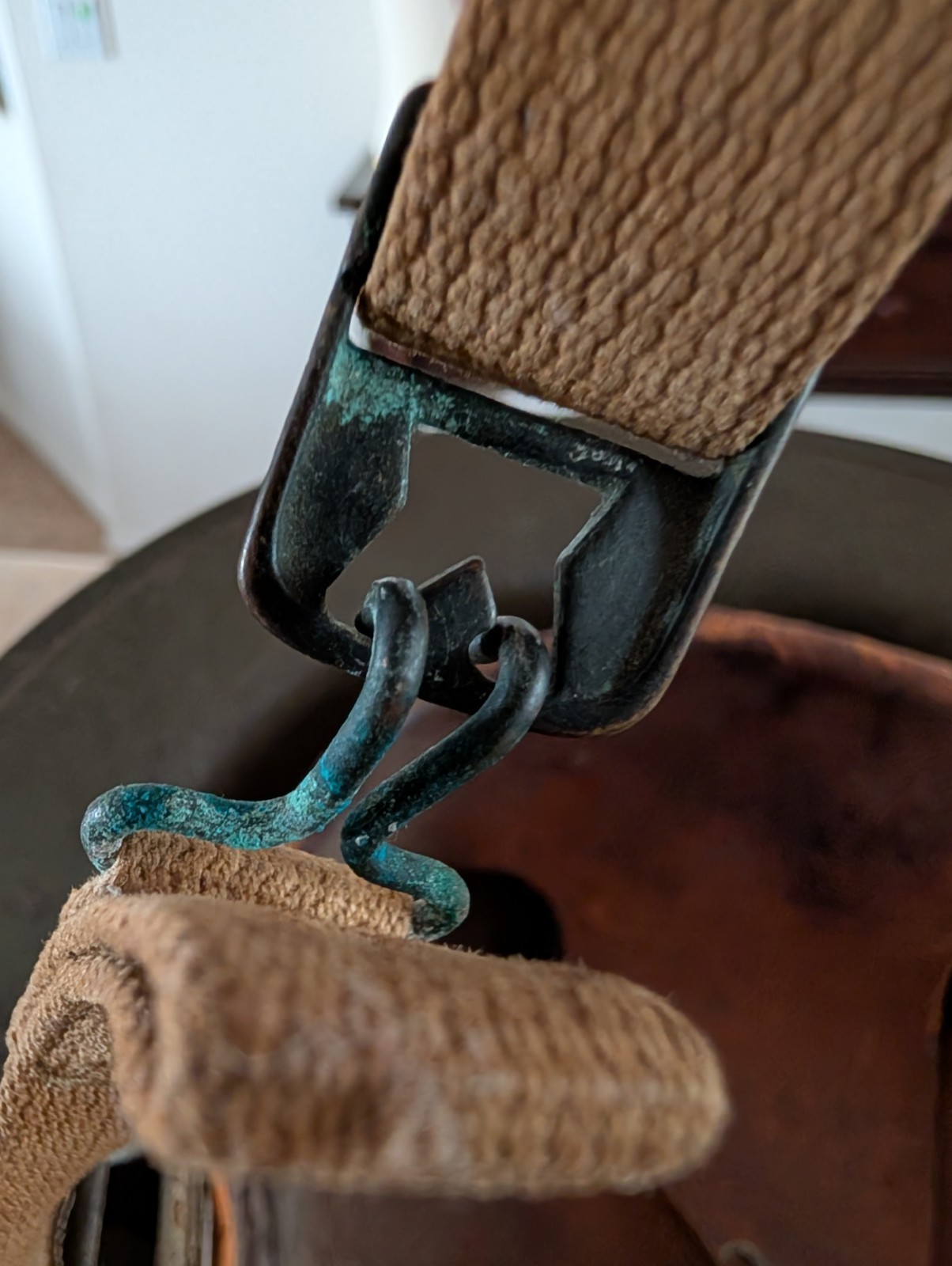 WW2 M1917A1 KELLY Helmet with Leather Liner Chin Strap Skull Pad 1930s 8C