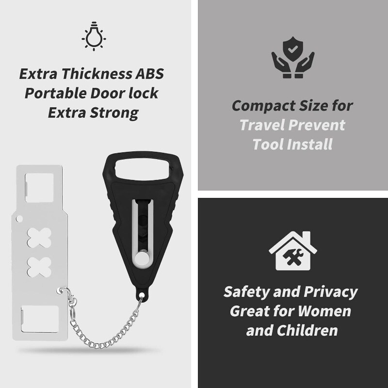 2 Pcs Heavy Portable Door Lock for Travel Door Lock Self-Defense Security Device