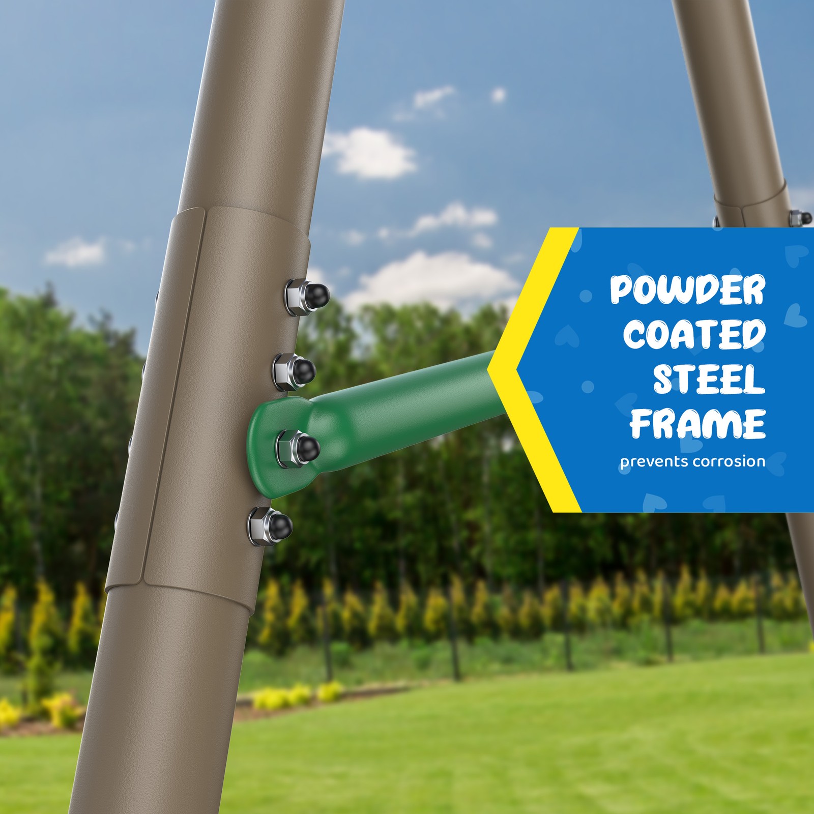 600lb 7.3ft Tall Heavy Duty Metal Swing Set with 3 Swings Kids Outdoor Swing Set